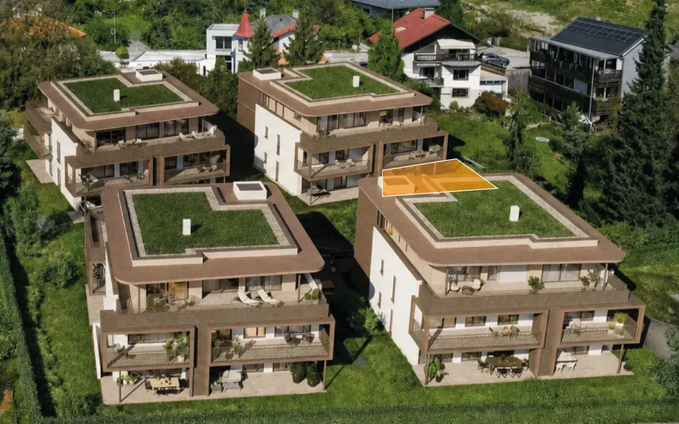 Markierte Lage der Wohnung Top C02 in Haus C, Erdgeschoss – Symbolbild, KI-bearbeitet