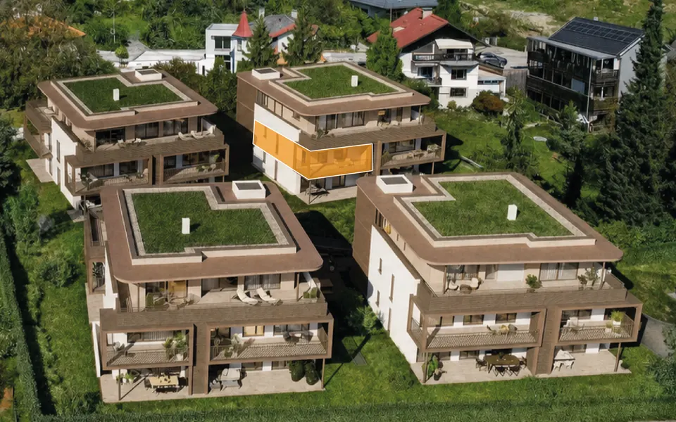 Markierte Lage der Wohnung Top C03 in Haus C, 1. Obergeschoss – Symbolbild, KI-bearbeitet
