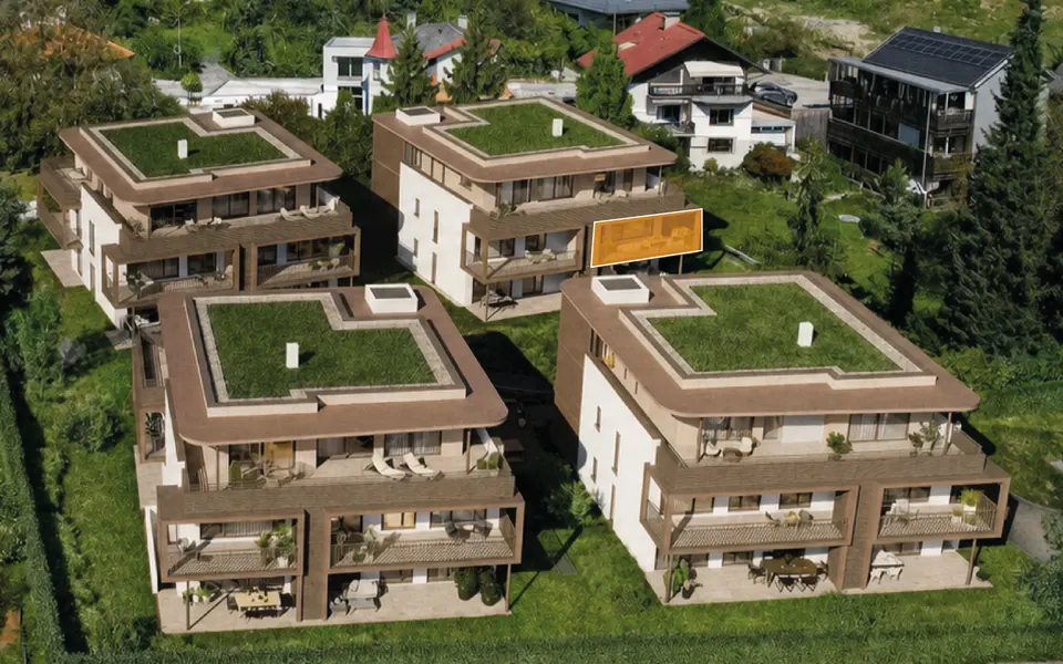 Markierte Lage der Wohnung Top C04 in Haus C, 1. Obergeschoss – Symbolbild, KI-bearbeitet